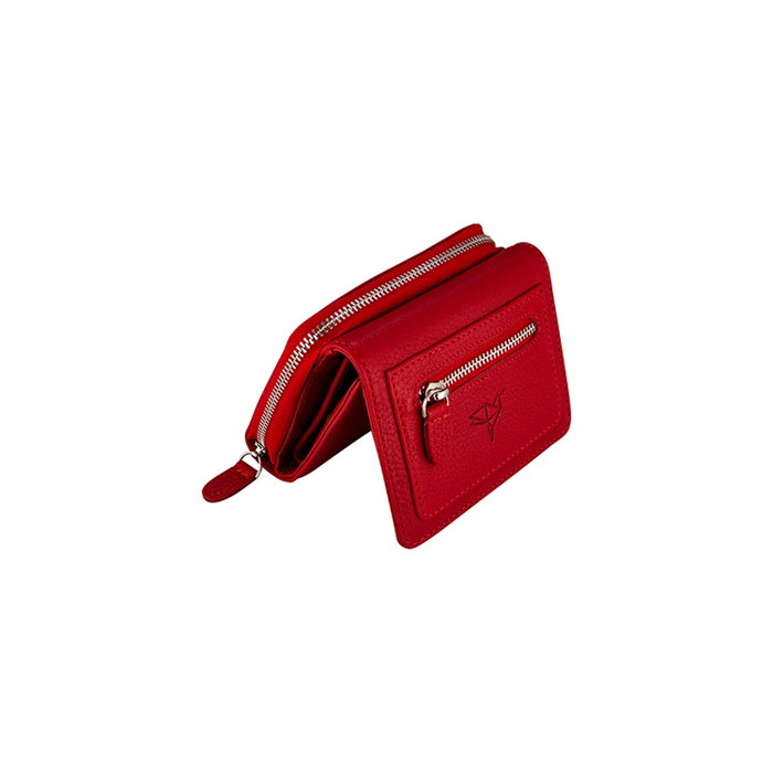 Zoozie Bags Cartera de Mujer Roja de Piel Auténtica - 11x2x8.5 cm